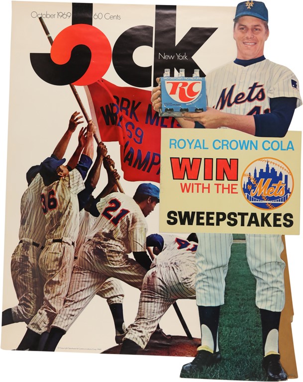 - 1969 Tom Seaver RC Cola Standee & 1969 Mets Jock Cover Advertisement