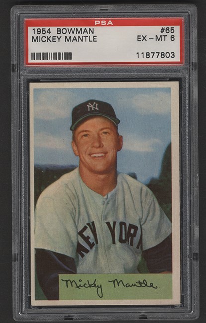 Baseball and Trading Cards - 1954 Bowman #65 Mickey Mantle PSA EX-MT 6