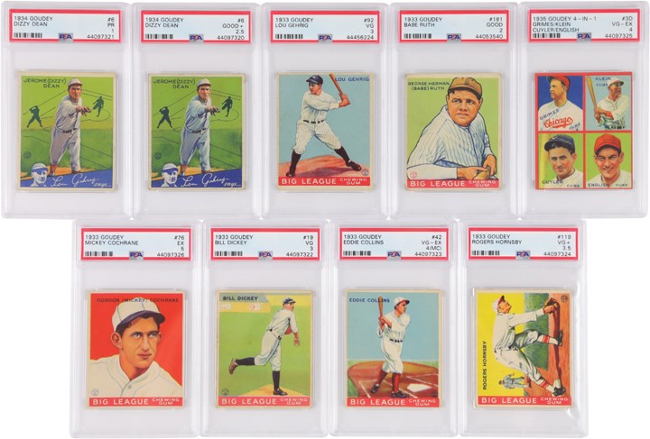 - 1933-35 Goudey Collection with PSA Graded Ruth & Gehrig (95+)