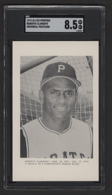 Clemente and Pittsburgh Pirates - 1973 Allied Printing Roberto Clemente Memorial Postcard