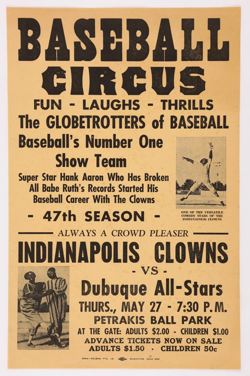 - 1970's Indianapolis Clowns Broadside