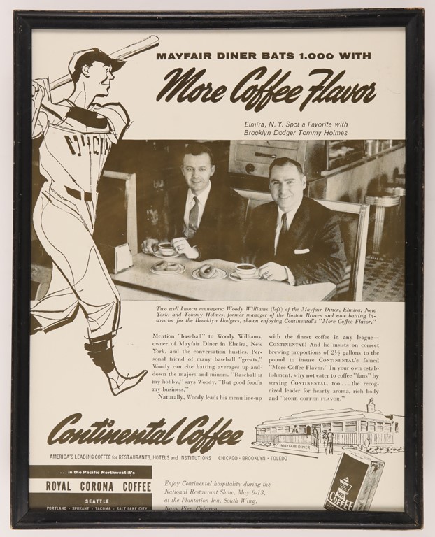 1950's Brooklyn Dodgers Tommy Holmes Mayfair Diner Poster