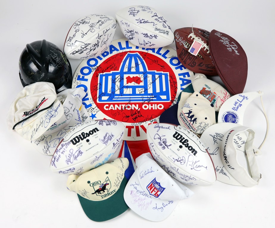 - 1996 Rock 'N' Roll HOF Groundbreaking Hard Hat & Signed Sports Caps