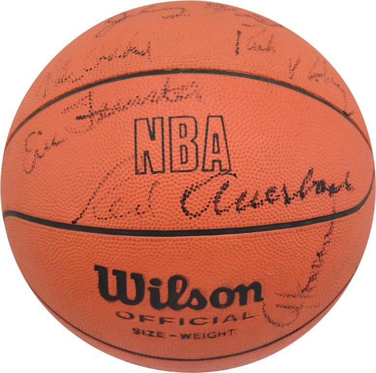 1979-80 Boston Celtics Team Signed Basketball with Pete Maravich