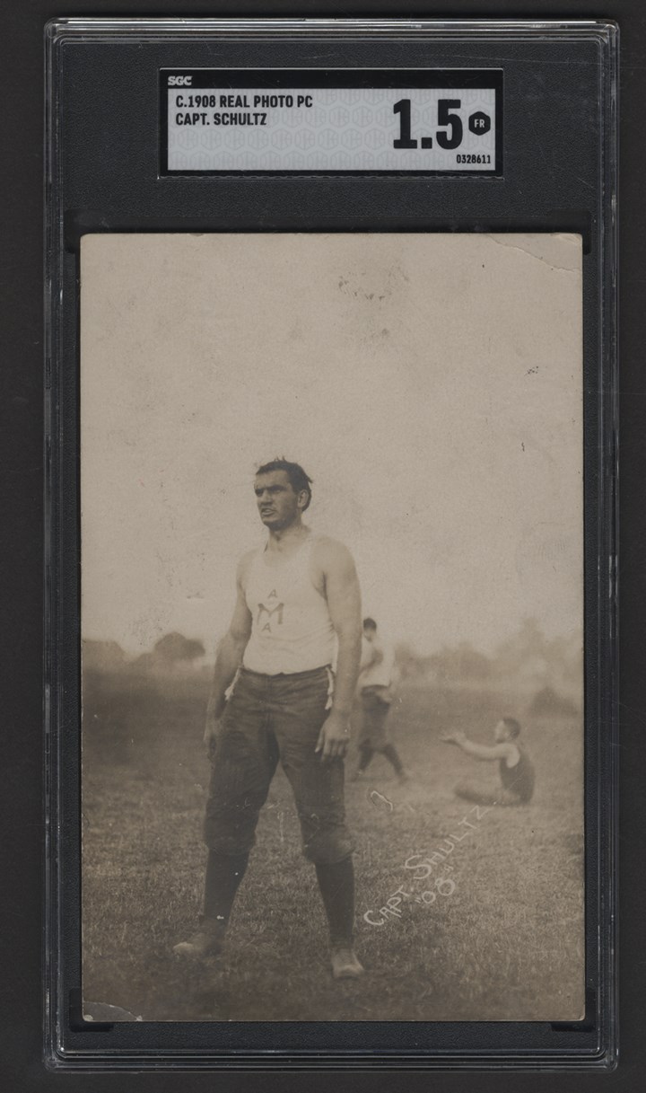 Football - 1908 Michigan "Captain Schultz" Real Photo Postcard