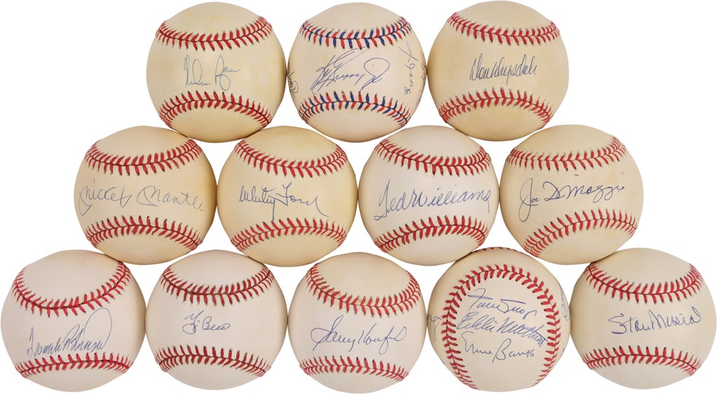 Baseball Autographs - Signed Baseball Collection with Mantle, Williams, DiMaggio & Koufax (20+)