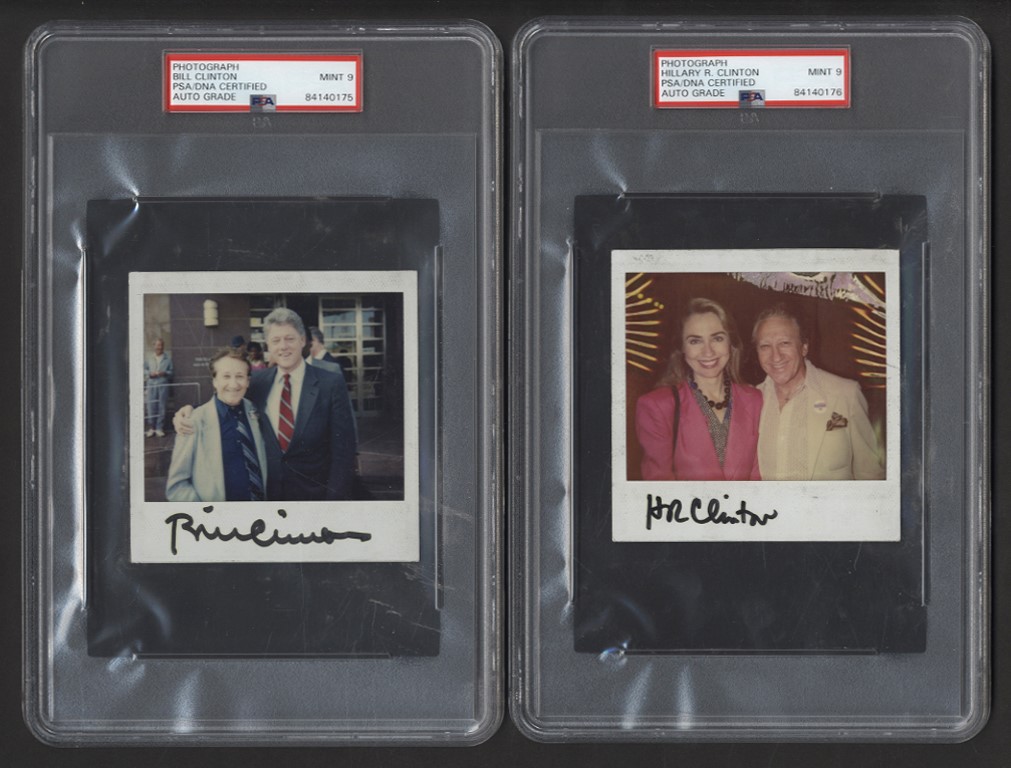 Rock And Pop Culture - Bill and Hillary Clinton Signed Polaroids (PSA 9)