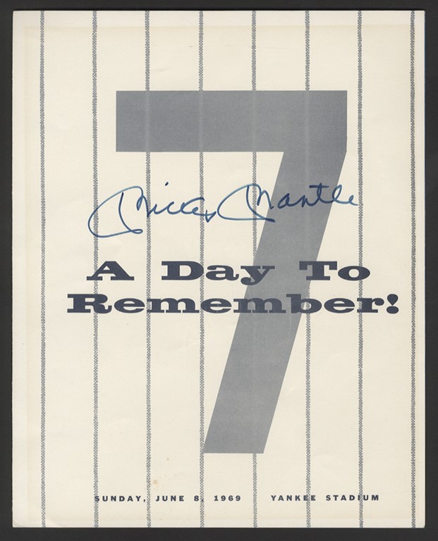 - 1969 Mickey Mantle Day Signed Program