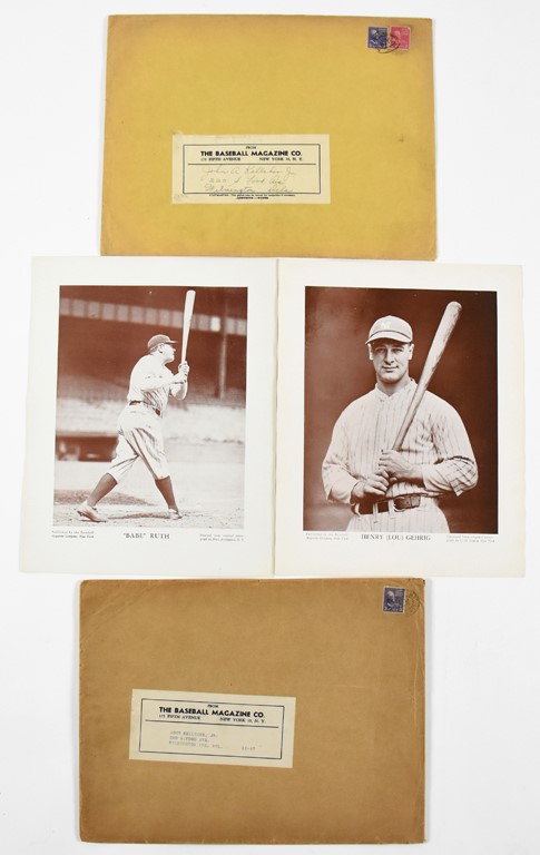 - 1930's Baseball Magazine Premiums of Babe Ruth & Lou Gehrig in Original Envelopes