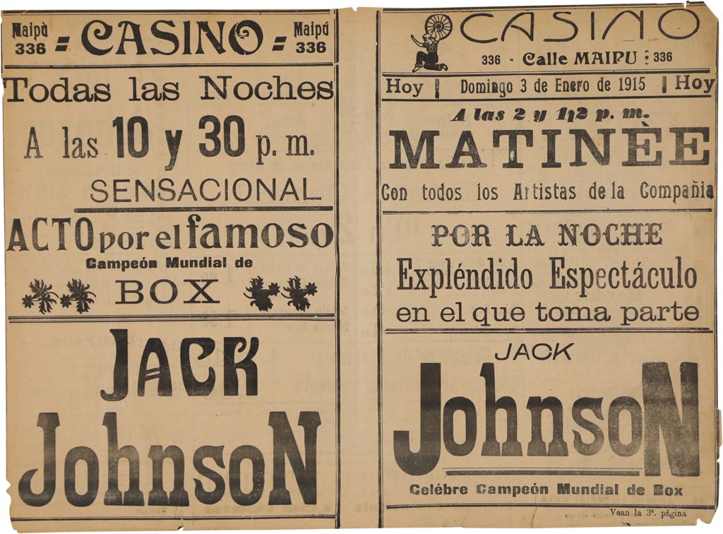 1915 Jack Johnson Boxing Exhibition Program