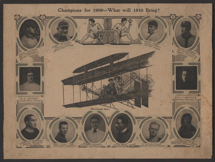 Champions for 1909 Print w/Cobb, Wagner, & Jack Johnson