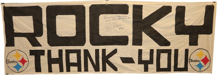 The Rocky Bleier Collection - Rocky Bleier Signed Retirement Banner That Hung at Three Rivers Stadium