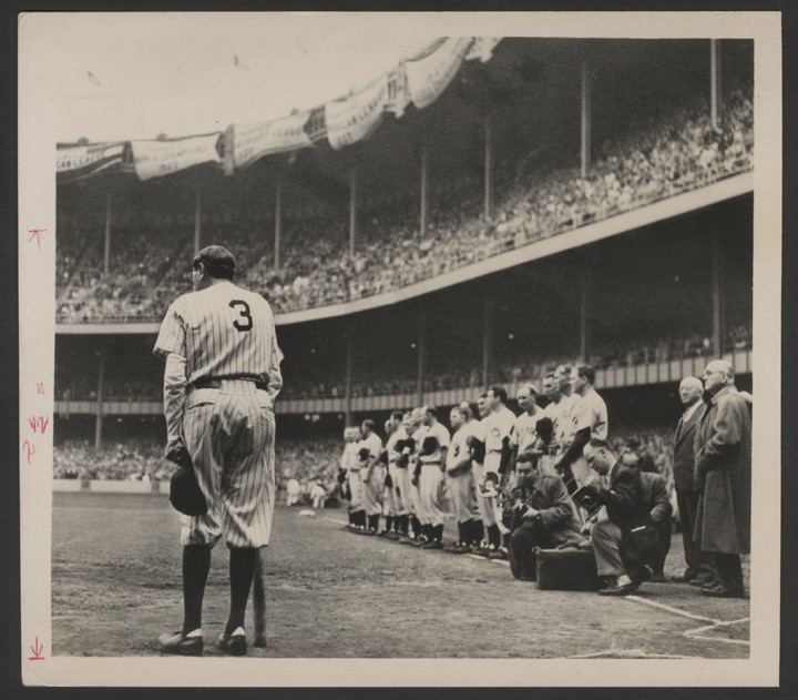 Vintage Sports Photographs - "The Babe Bows Out" Pulitzer Prize Winning Photograph (PSA)