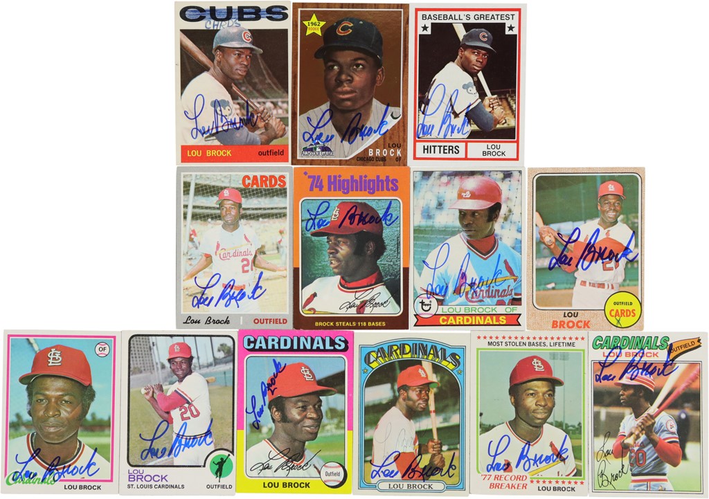 St. Louis Cardinals - Collection of Lou Brock Signed Baseball Cards (100)