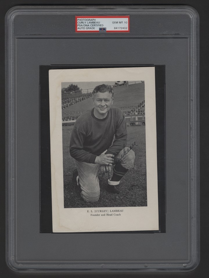 Football - 1940's Curly Lambeau Signed Photograph (PSA GEM MINT 10)