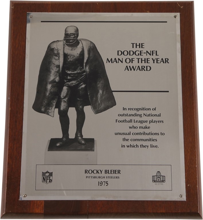 The Rocky Bleier Collection - 1975 Rocky Bleier NFL Man of The Year Award