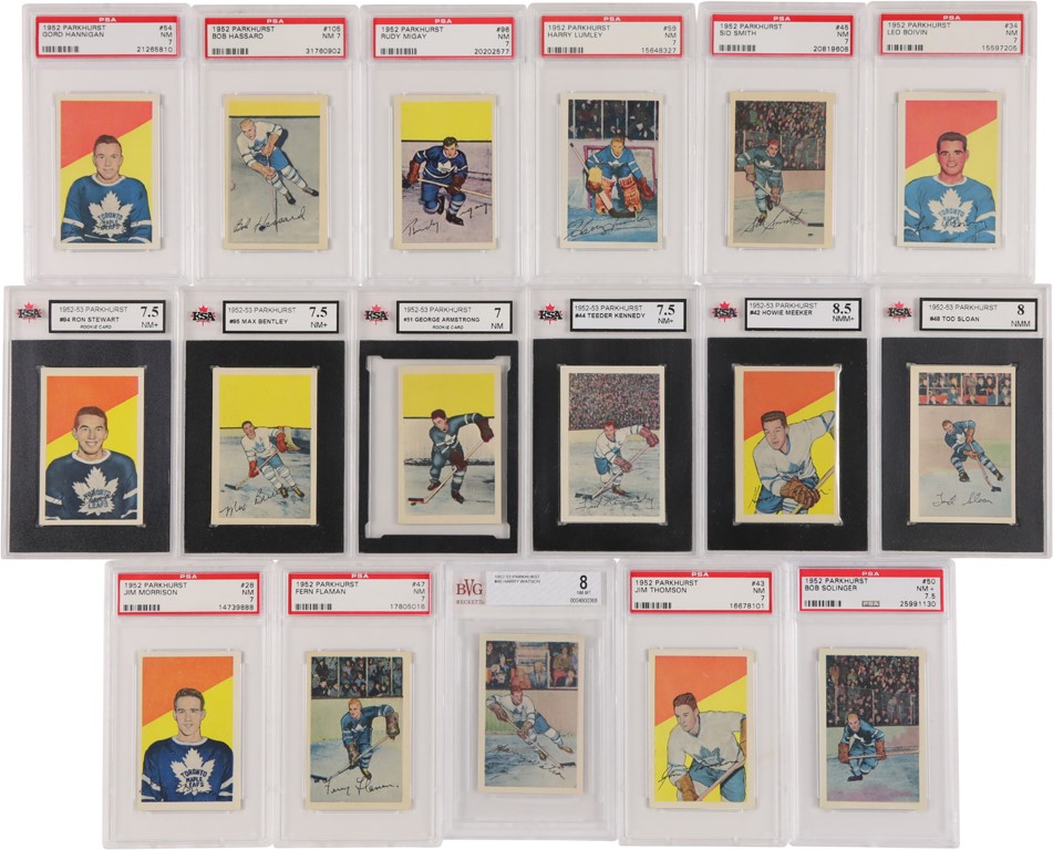 1952 Parkhurst "High Grade" Toronto Maple Leafs Graded Collection - All NM 7 or Higher (17)