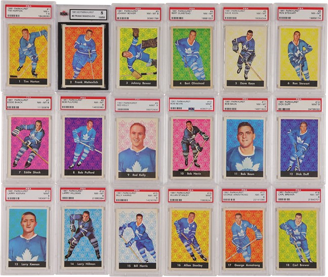Hockey Cards - 1961 Parkhurst "High Grade" Toronto Maple Leafs PSA & KSA Graded Complete Set with PSA 8 Keon Rookie (18)