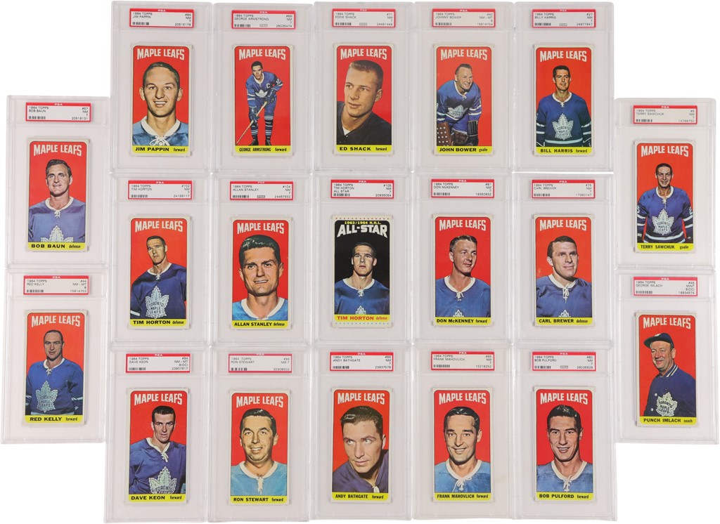 Hockey Cards - 1964 Topps "High Grade" Toronto Maple Leafs PSA Graded Complete Team Set - All PSA 7 or Higher (19)