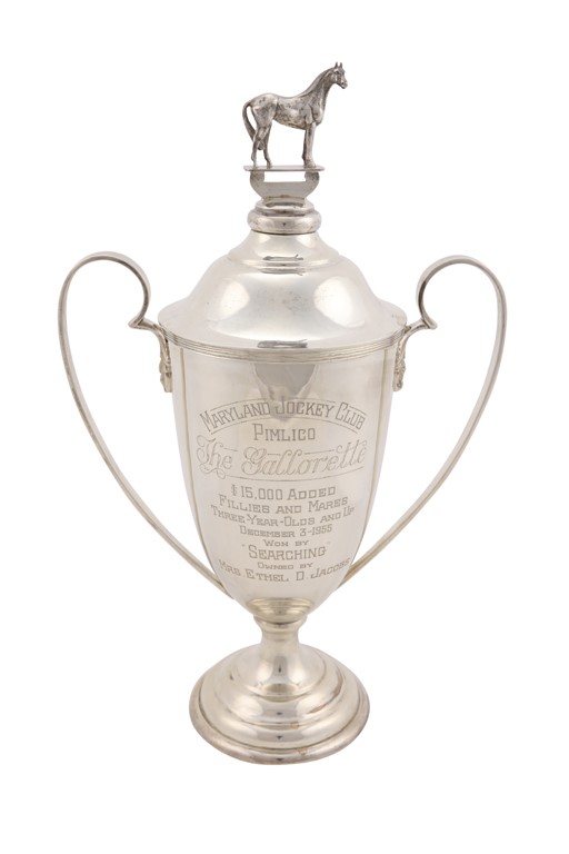 Ethel And Hirsch Jacobs Trophy Collection - Searching - 1955 Gallorette Stakes Sterling Silver Trophy