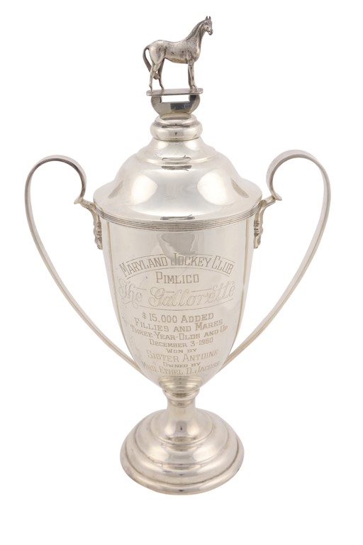 Ethel And Hirsch Jacobs Trophy Collection - Sister Antoine - 1960 Gallorette Stakes at Pimlico Sterling Silver Trophy