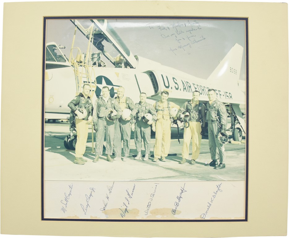 Historic Original Mercury 7 Astronauts Signed Photograph To NFLer Fred Glick