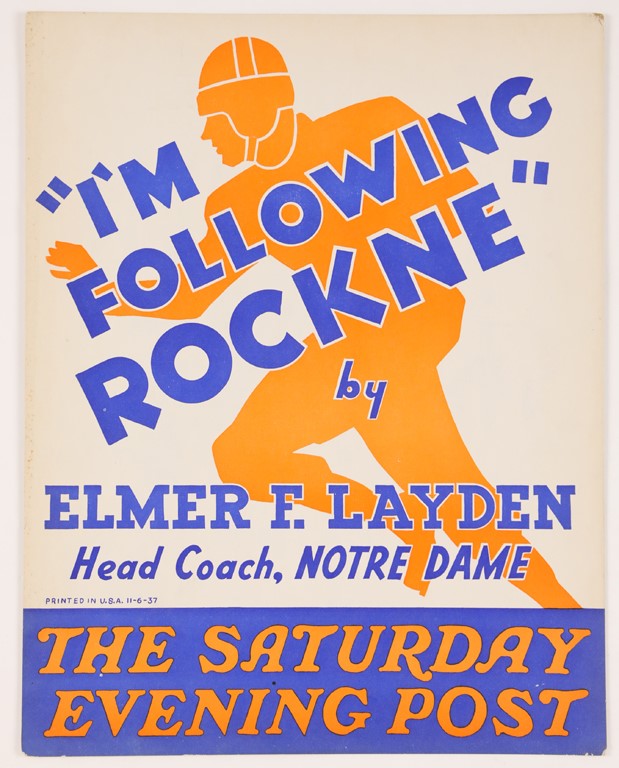 - 1937 I'm Following Rockne Notre Dame Poster