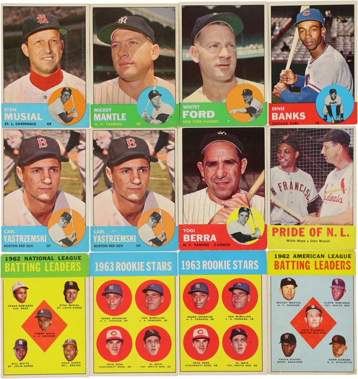 Baseball and Trading Cards - 1963 Topps Partial Set w/Two Pete Rose Rookies (390 Cards)