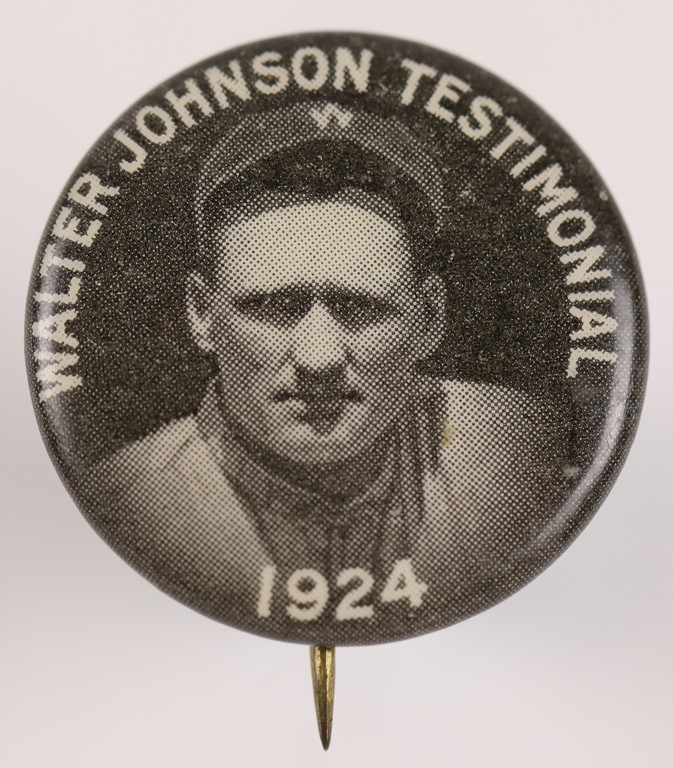 Tickets, Publications & Pins - Beautiful 1924 Walter Johnson Testimonial Pin