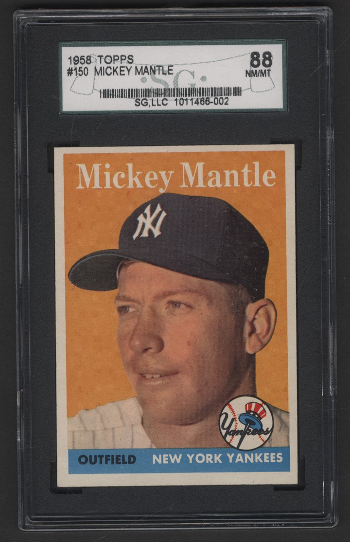 Baseball and Trading Cards - 1958 Topps Mickey Mantle #150 SGC 88 NM/MT 8