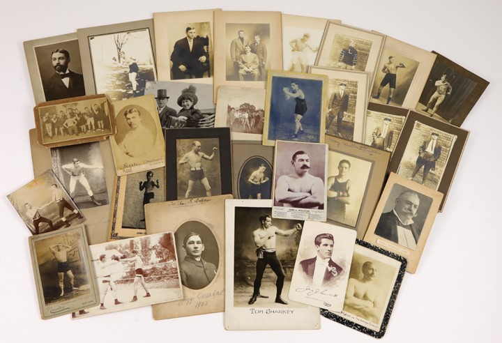 - 19th Century Boxing Cabinets Mounted Photos and More (68 Pieces!)