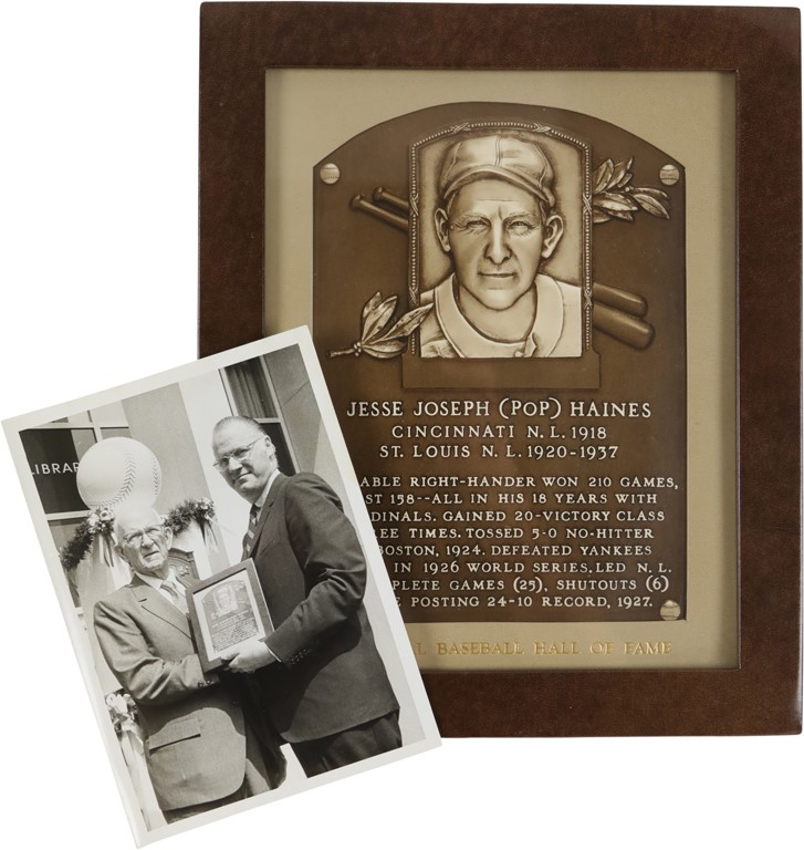 Jesse Haines Hall of Fame Induction Plaque