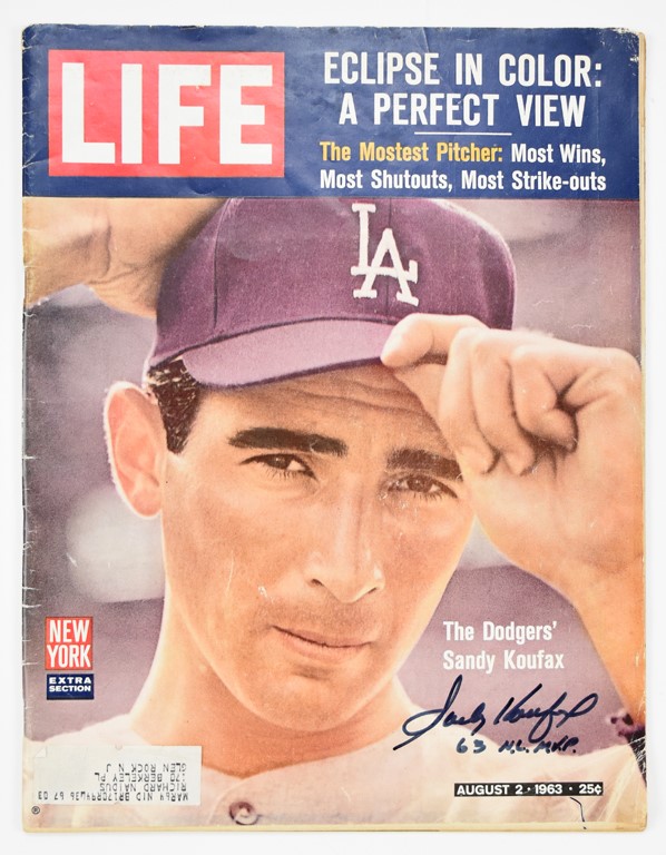 Baseball Memorabilia - 1963 LIFE Magazine Signed By Sandy Koufax JSA LOA