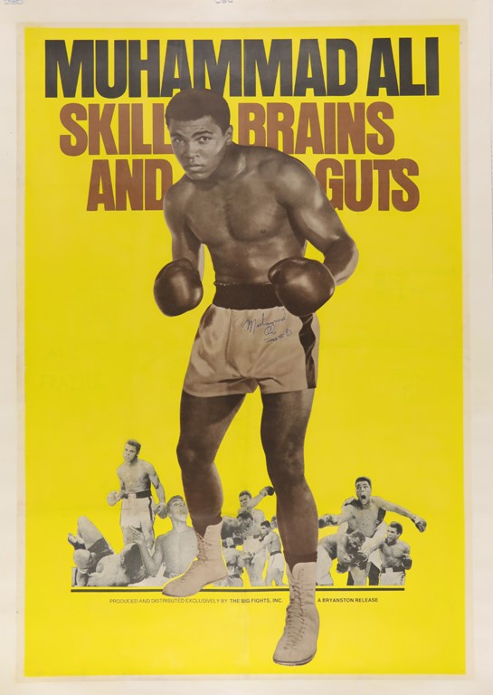 - 1975 Muhammad Ali Skill and Brains and Guts Signed Movie Poster