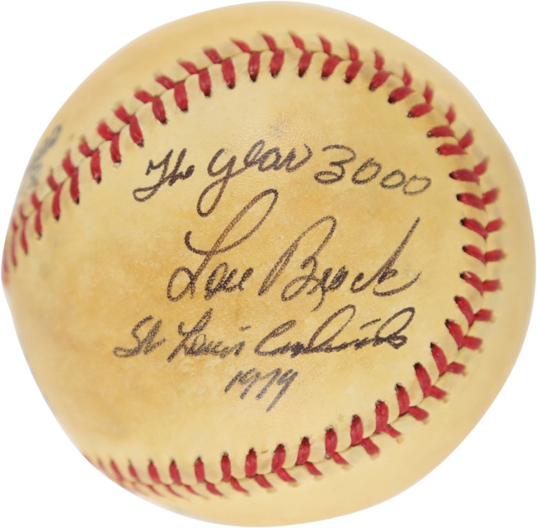 St. Louis Cardinals - 1979 Lou Brock 3,000th Hit Game Used Baseball