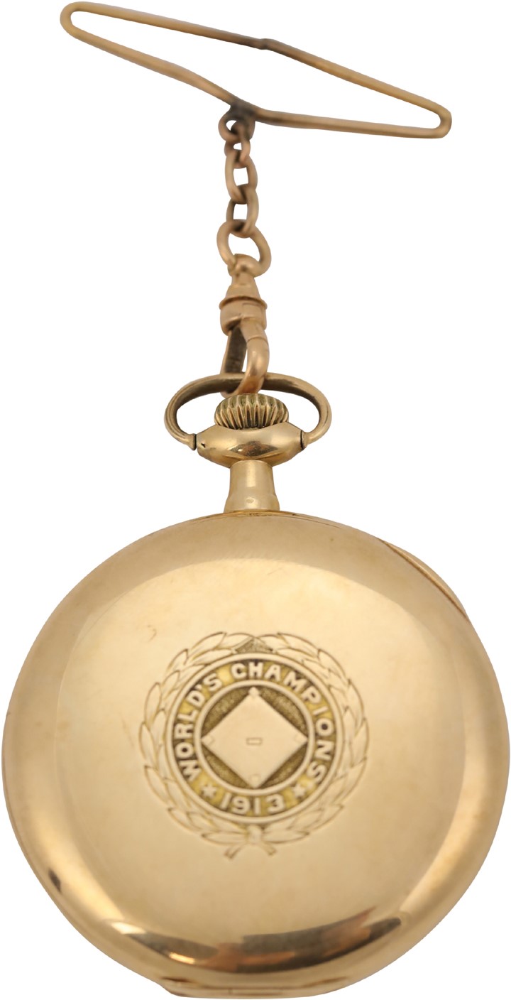 1913 World Champion Philadelphia Athletics Pocket Watch Presented to Rube Oldring