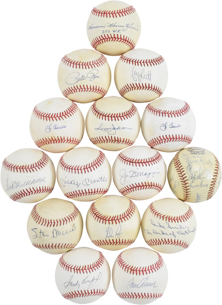 Baseball Autographs - Hall of Famers & Stars Signed Baseball Collection - Mantle, DiMaggio, Williams, Koufax (20+)