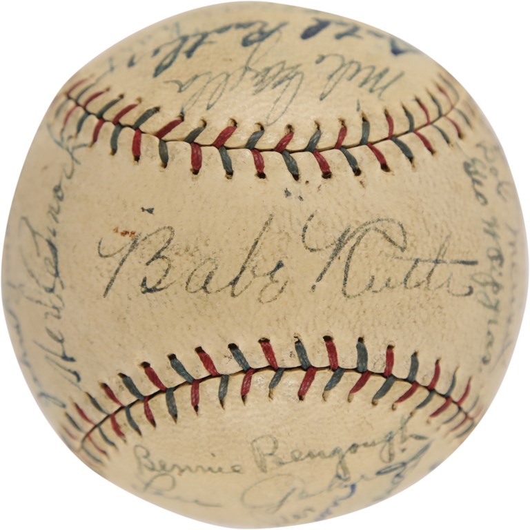 1927 World Champion New York Yankees Team Signed Baseball (PSA)