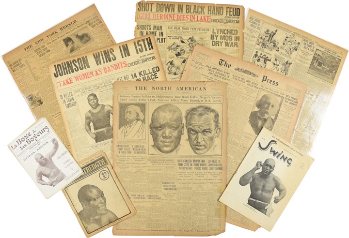 Muhammad Ali & Boxing - Jack Johnson Collection with Newspapers and Magazines (12)