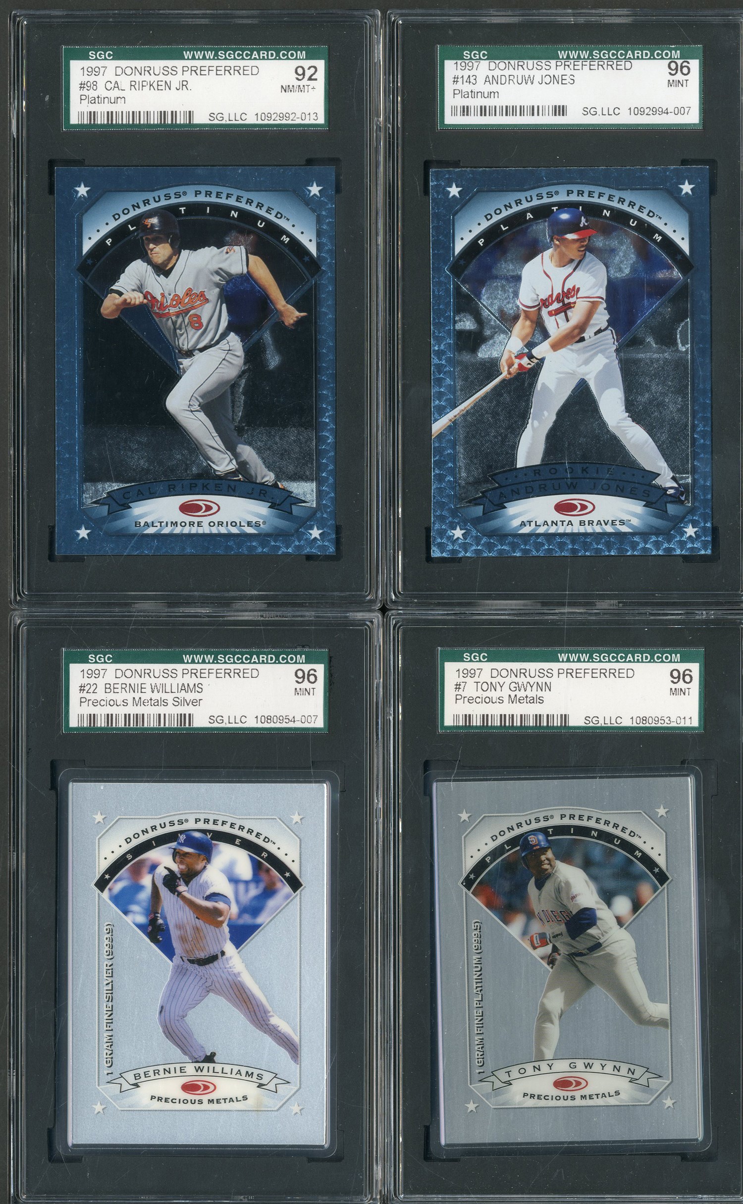 Baseball and Trading Cards - 1997 Donruss Preferred "High Grade" SGC Graded Precious Metals & Platinum (4)