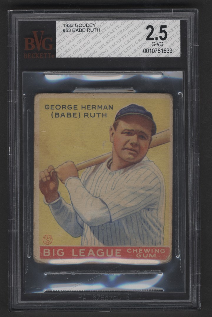 Baseball and Trading Cards - 1933 Goudey #53 Babe Ruth BVG 2.5
