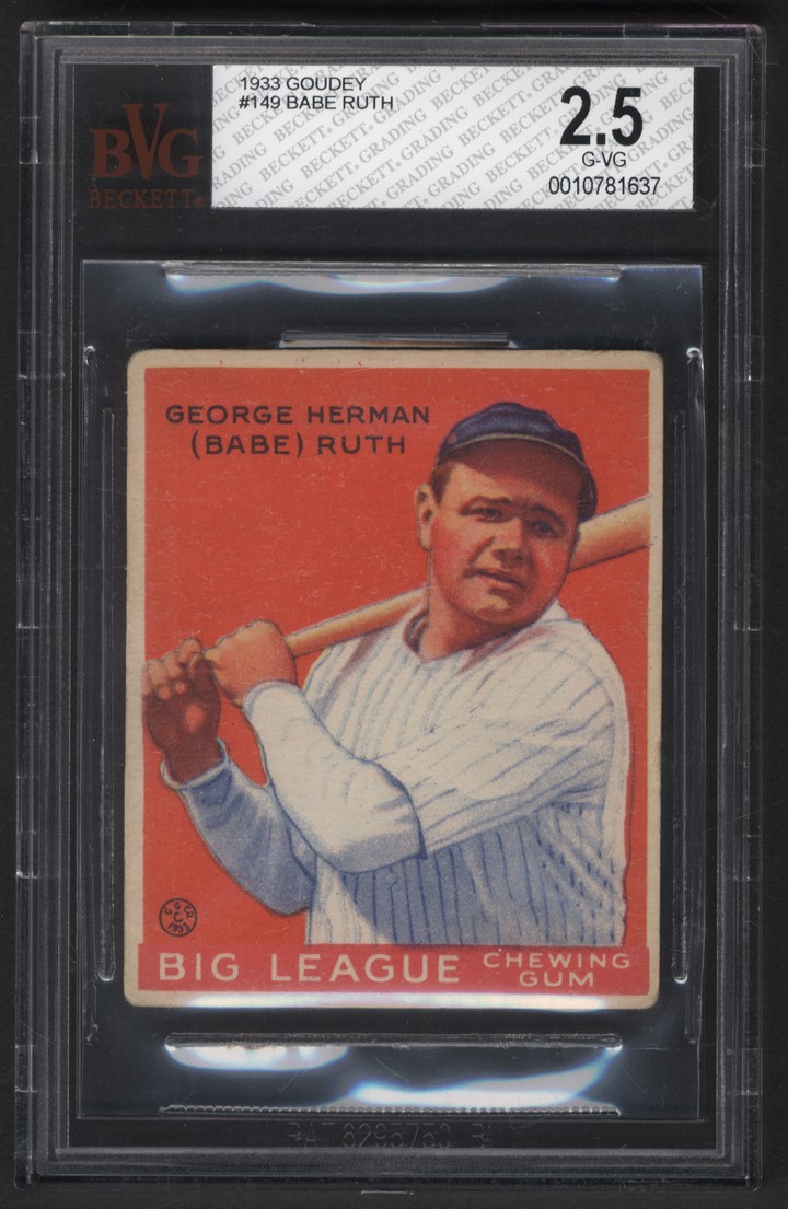 Baseball and Trading Cards - 1933 Goudey #149 Babe Ruth BVG 2.5