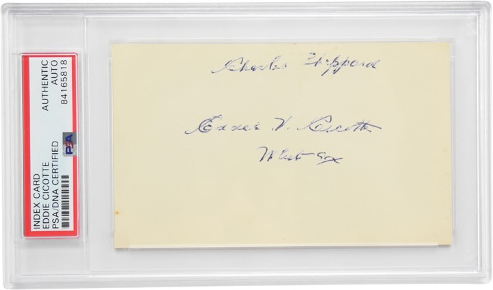 Baseball Autographs - Eddie Cicotte Signed 3x5 Card