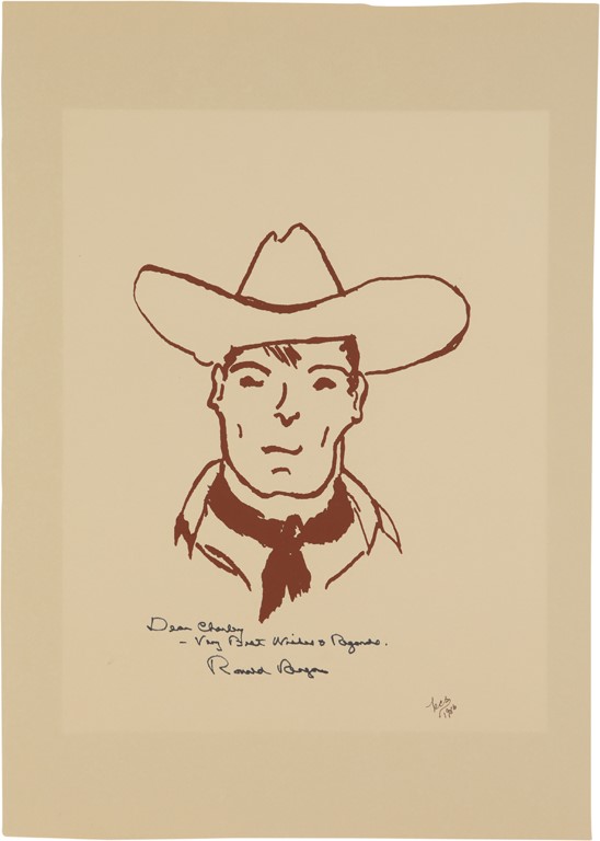 The Ronald Reagan PSA 10 Autograph Collection - 1986 Ronald Reagan "Cowboy" Silkscreen From White House Staffer (PSA 9)