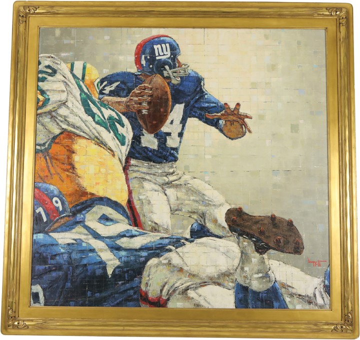 - 1968 Y.A. Tittle "Time Running Out" Oil on Canvas by Noel Daggett