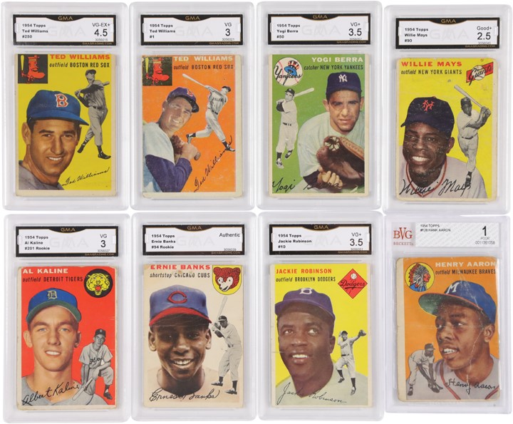Baseball and Trading Cards - 1954 Topps Complete Set with (8) Graded