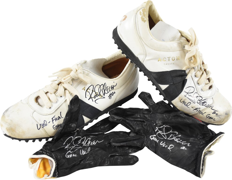 The Rocky Bleier Collection - Rocky Bleier Pittsburgh Steelers Last Game Worn Shoes with Gloves