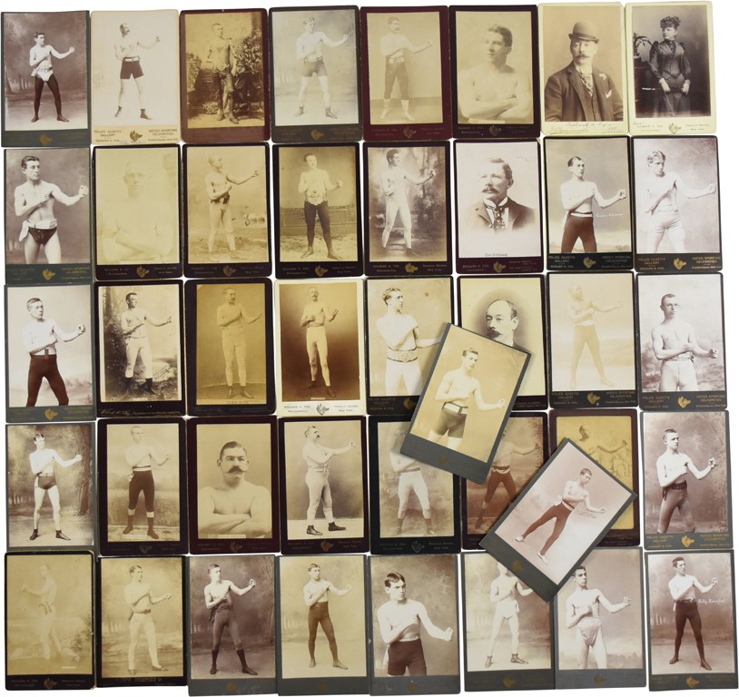 Boxing Cards - 19th Century Richard Fox Police Gazette Boxing Cabinet Find (40+)