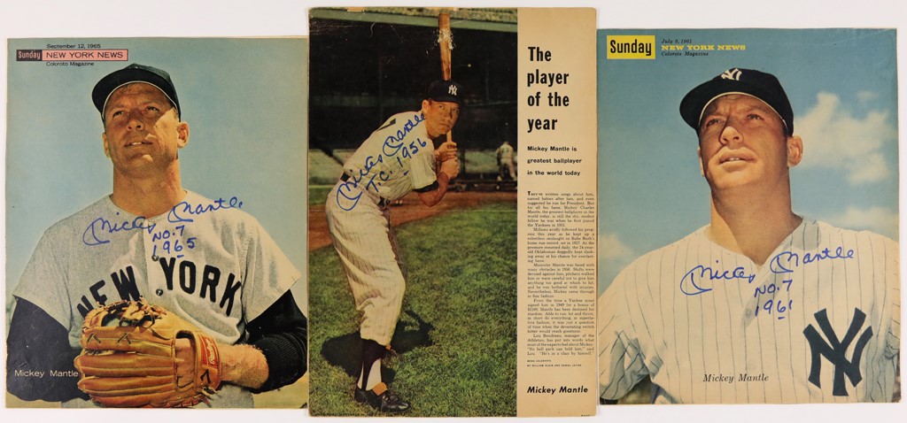 Mantle and Maris - Choice Mickey Mantle Signed 1950's-60's Magazine Covers (3)