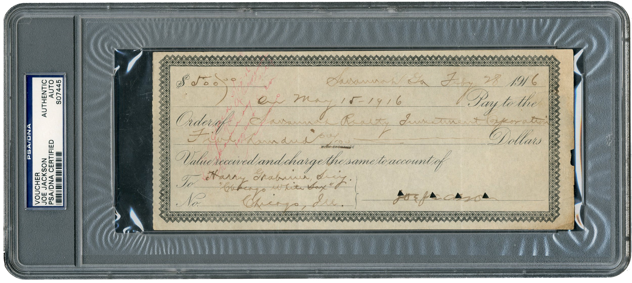 Chicago Black Sox Collection (1919-2019) - 1916 Joe Jackson Signed Mortgage Voucher (PSA & JSA)